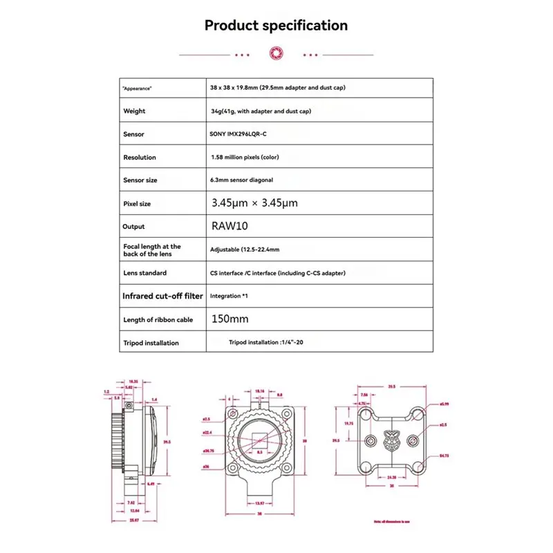 FMT .A86P-Untuk Modul Kamera G - Raspberry Pi Global Shutter Camera Imx296 ulasan dan harga